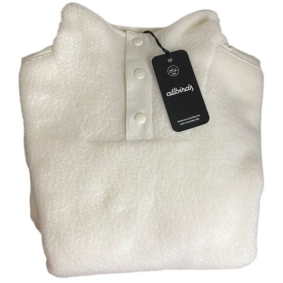NWT Allbirds Jacket Women XS White Fluff Fleece Pullover 1/4 Snap Sweater Casual - Picture 2 of 7
